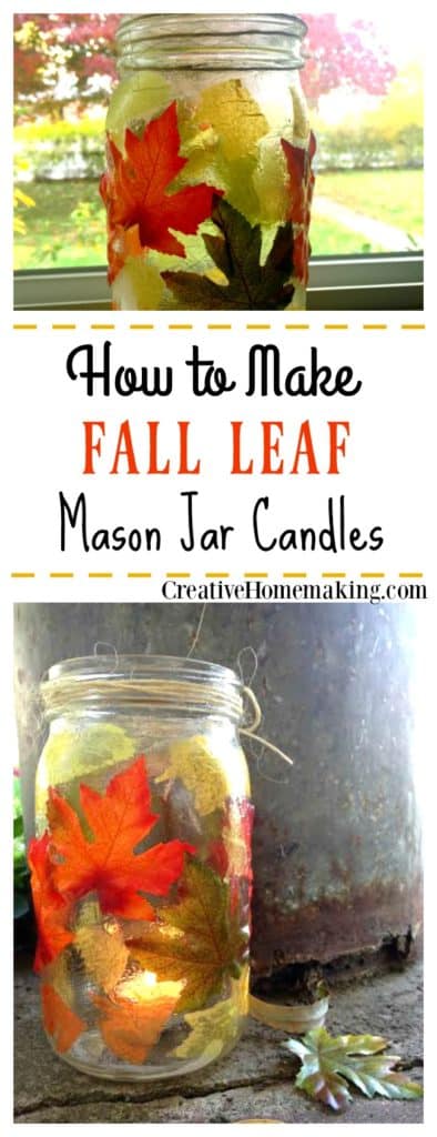 These fall leaf mason jar candle holders are a beautiful addition to your fall or Thanksgiving table.