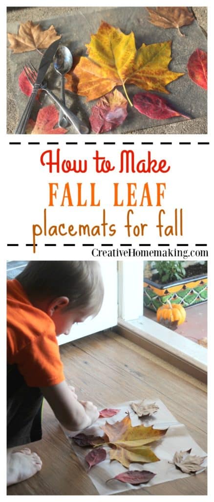 Placemats made from fall leaves are a fun Thanksgiving craft activity for kids of all ages.