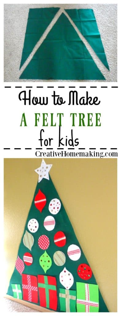 Easy Christmas tree for kids. This felt Christmas tree is so easy to make. Kids will love decorating it over and over again.