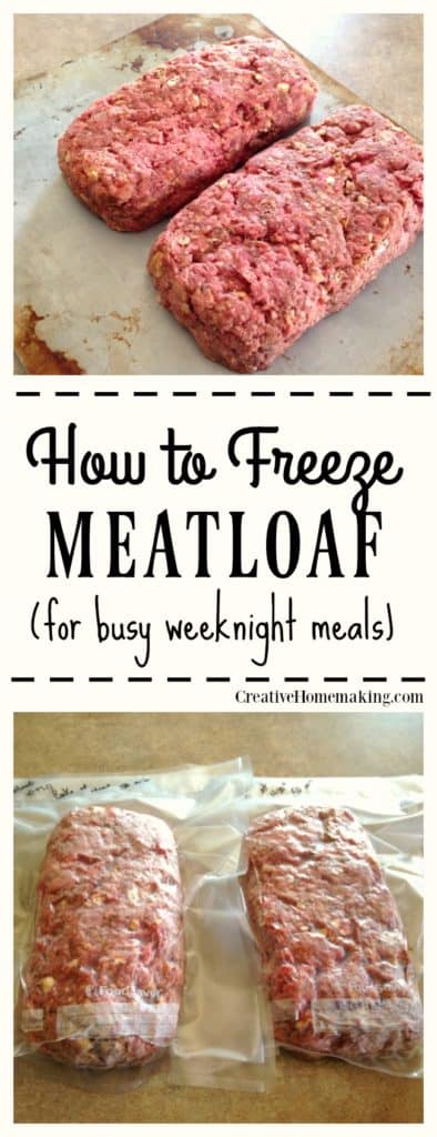 Easy recipe for making and freezing homemade meatloaf, one for tonight and two for later.