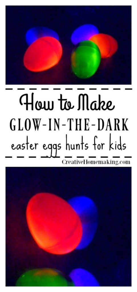 Fun idea for having an Easter egg hunt in the dark with glow in the dark Easter eggs.
