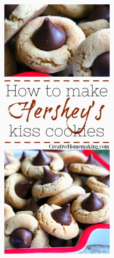 These Hershey's Kiss (peanut butter blossom) cookies are really easy to make and great to give away as gifts for the holidays. Share them at a Christmas cookie exchange!