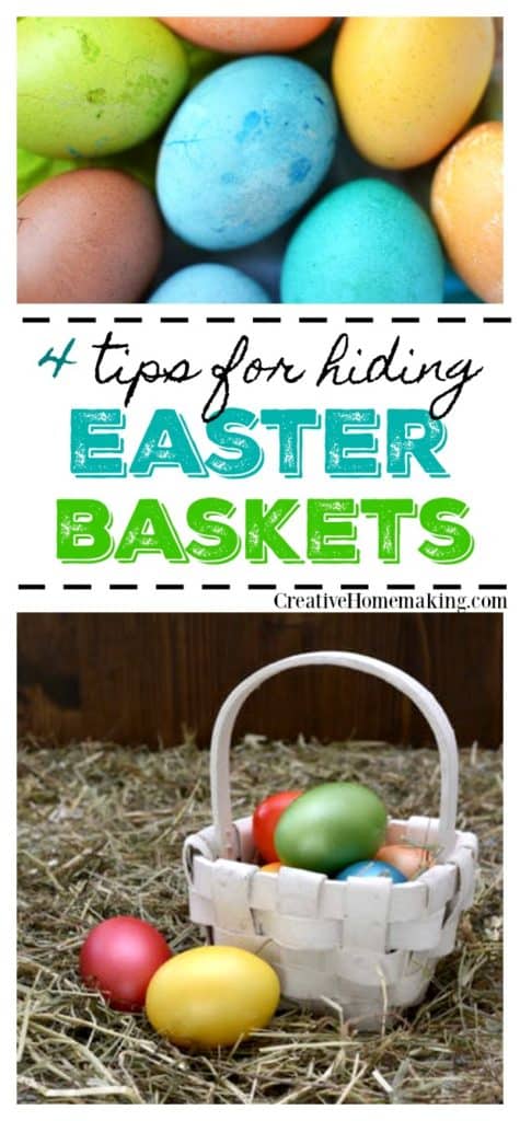 Four fun ideas for hiding your child's Easter Basket for an Easter egg hunt on Easter morning.