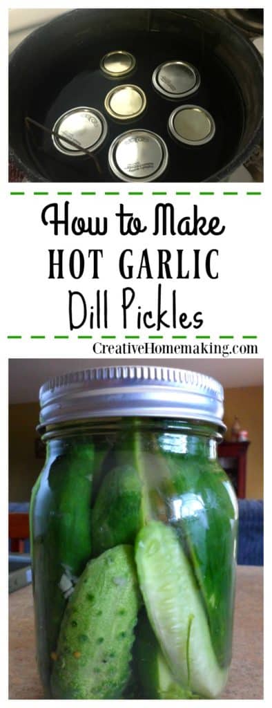Good, old-fashioned recipe for canning homemade garlic dill pickles with a water bath.