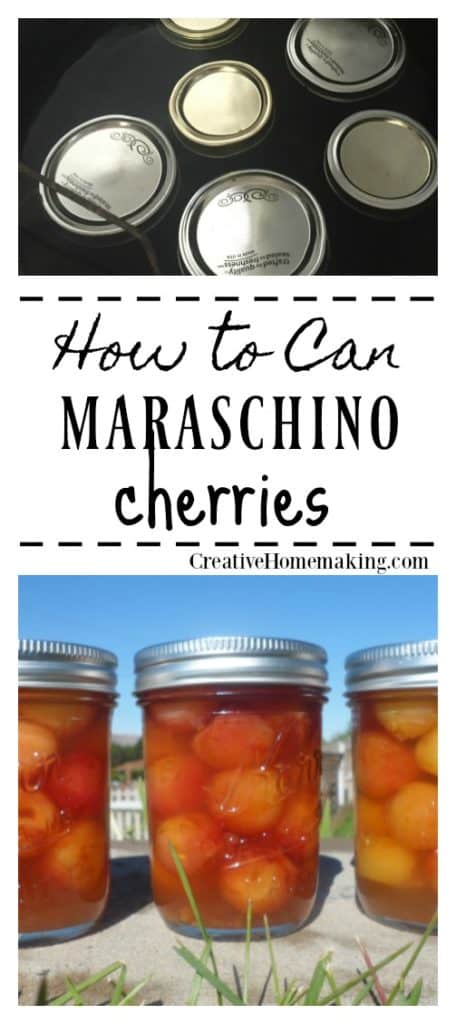 Canning maraschino cherries. Recipe for making and canning homemade maraschino cherries with cherry liquor. Great hostess or holiday gift!