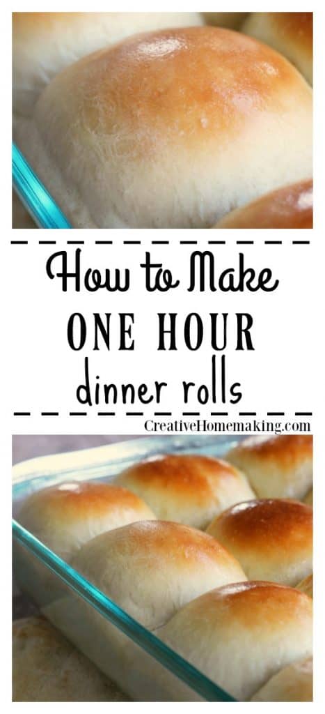 Easy recipe for one hour dinner rolls. One of my favorite quick and easy baking recipes!