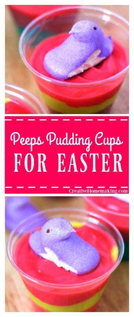 These peeps pudding cups are a fun Easter treat for kids.