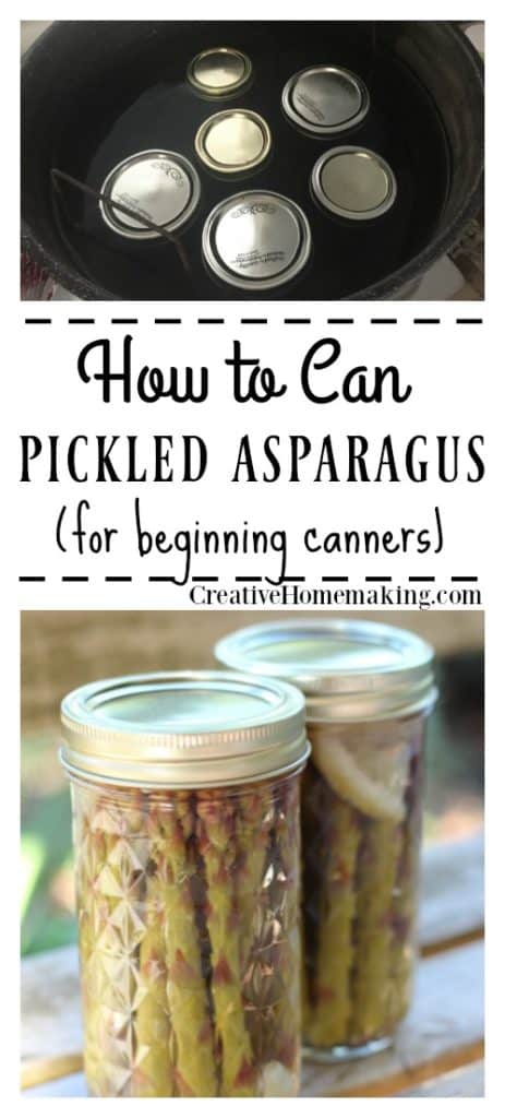 Canning pickled asparagus. Step-by-step beginning instructions for canning perfect pickled asparagus. No pressure canner needed!