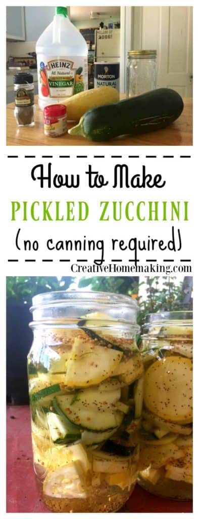 Too many zucchini? Try this easy recipe for pickled zucchini. Canning and refrigerator methods both included.