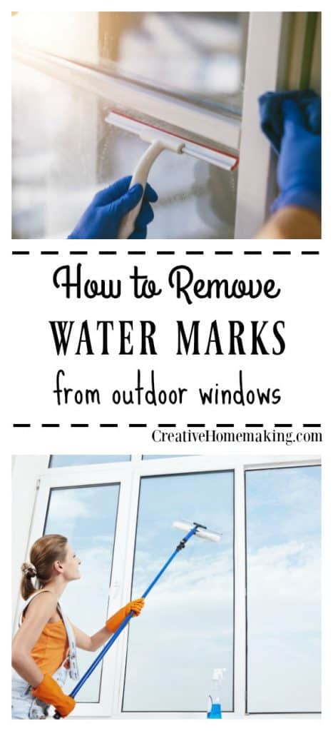 Expert cleaning tips for removing water marks or hard water stains from outdoor windows.