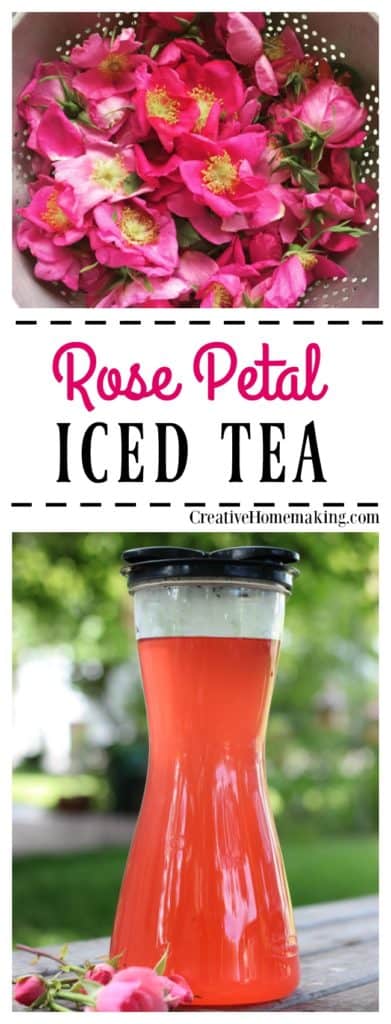 How to make wonderfully refreshing homemade rose petal iced tea from fresh wild rose petals.