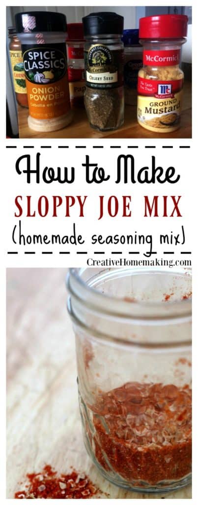 Recipe for making a great homemade sloppy joe seasoning mix. Make a large quantity and store for later.