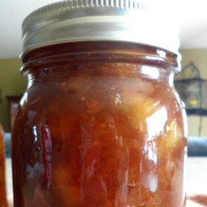 Easy recipe for canning spiced peach jam.