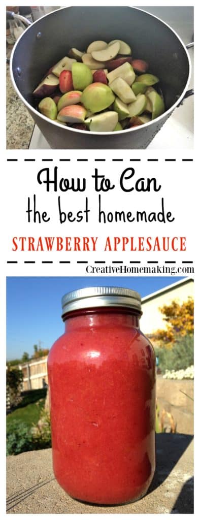 How to make homemade strawberry (or any flavor) applesauce to eat, can, or freeze.