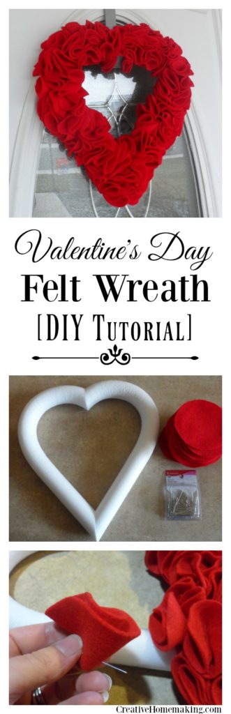 Easy DIY felt wreath to make for Valentine's Day.