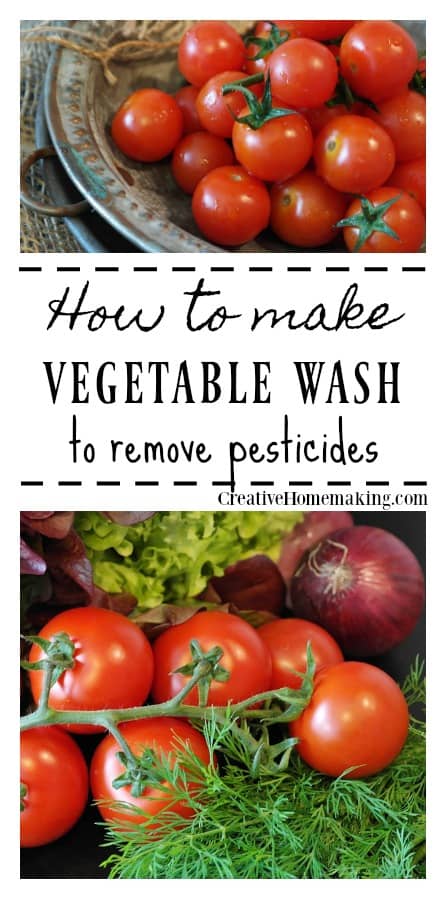 This DIY produce rinse is a natural vinegar based homemade vegetable and fruit wash that is great for removing insecticides, pesticides, and fertilizers from produce.