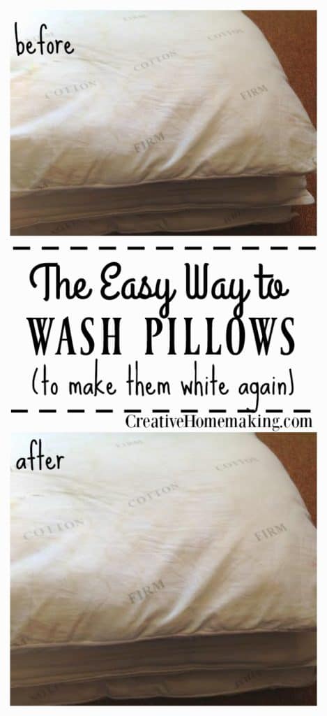 Easy do-it-yourself tip for washing your old, dirty pillows to make them white again.