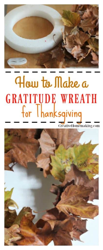 is gratitude wreath is a easy family craft for Thanksgiving.