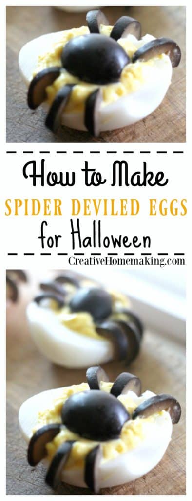 These spider deviled eggs are really easy and fun to make for Halloween.