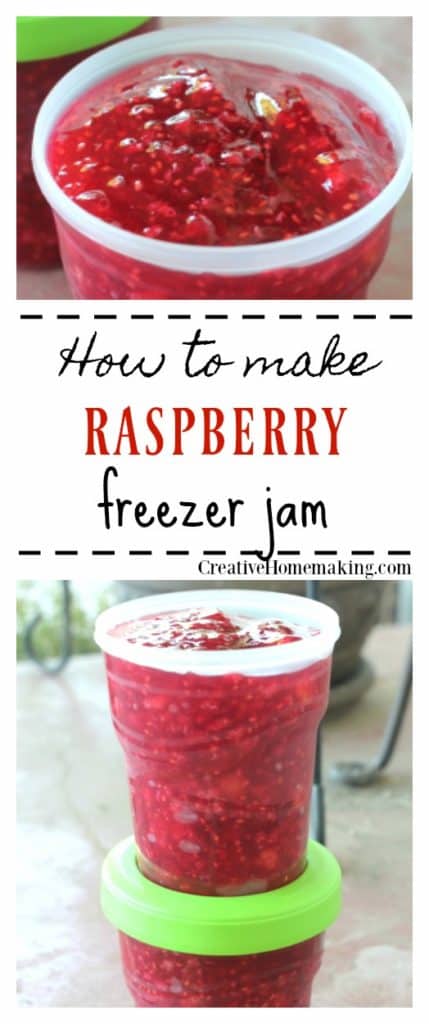 Easy raspberry freezer jam.