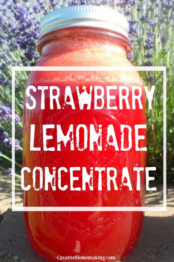 quart jar of strawberry lemonade concentrate