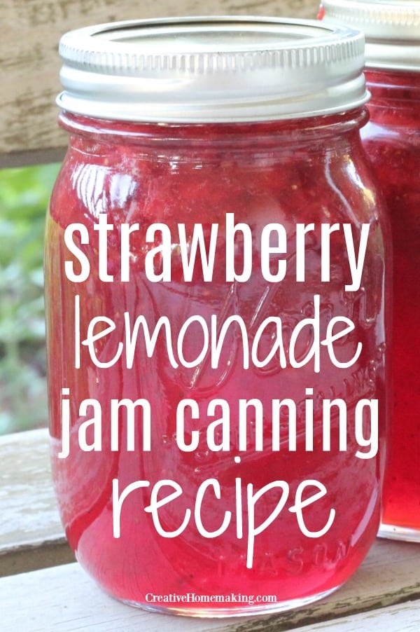 Pint jar of strawberry lemonade jam.