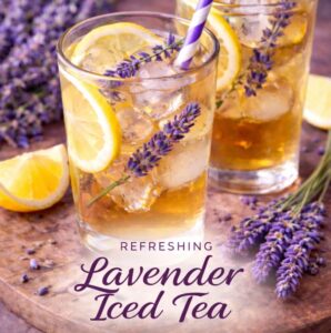 This lavender iced tea is the perfect summer drink for tea parties, brunch, pretty brunch ideas, and garden party gatherings. Light, floral, and refreshing!