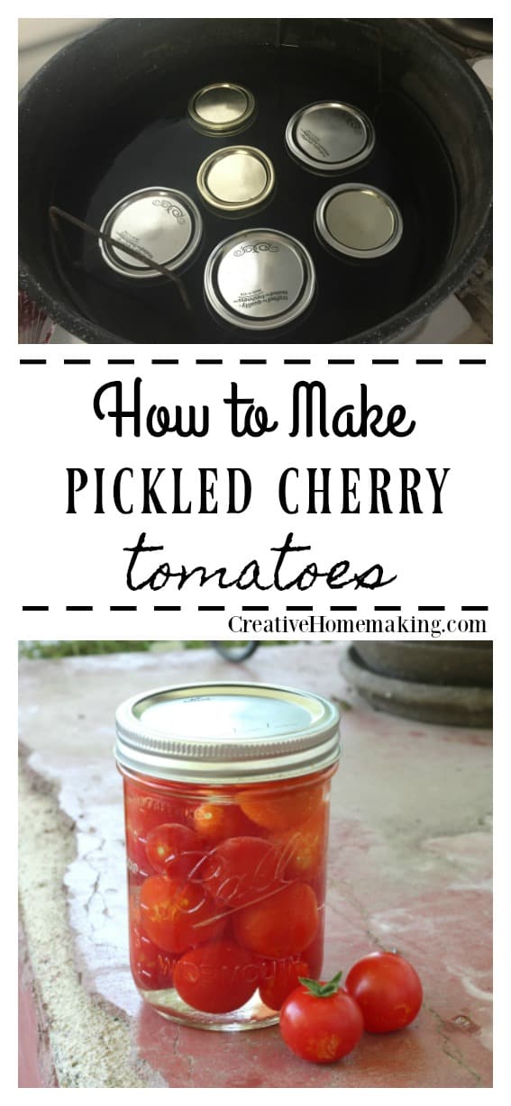 Recipe for making and canning pickled cherry tomatoes. Add pickled tomatoes to pasta salads or eat right out of the jar! Easy recipe for beginning canners.