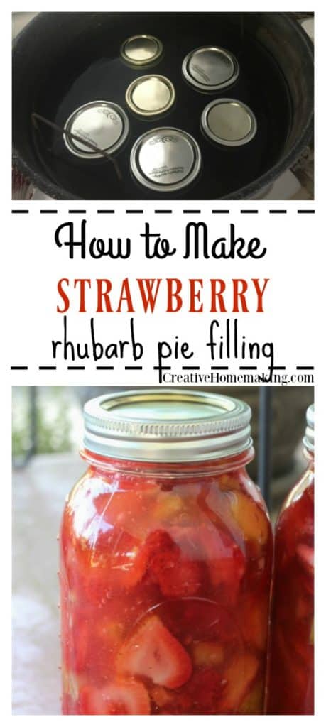 Recipe for canning strawberry rhubarb pie filling. Easy recipe for beginning canners.