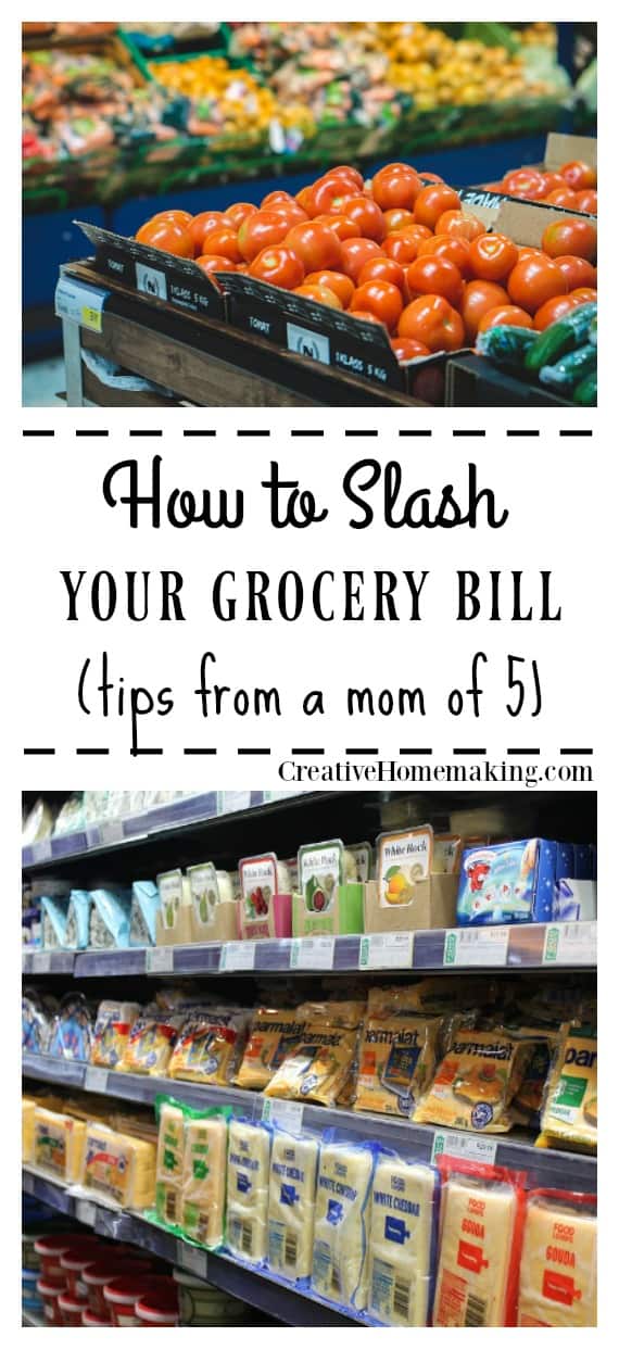Easy common sense tips for slashing your grocery bill. Learn what this mom of five has learned about saving money on groceries.