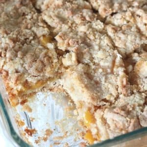 Recipe for peach crumb bars. Easy recipe for enjoying summer peaches.