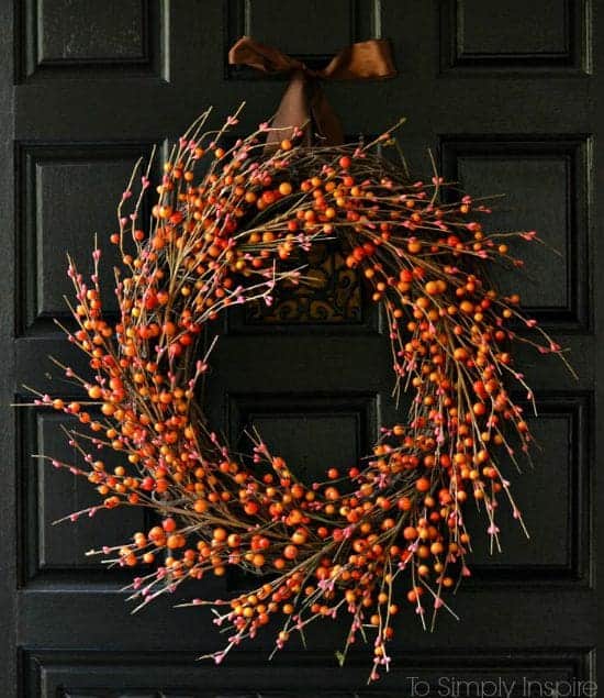 Easy DIY fall grapevine wreath to hang on your front door.