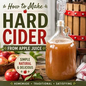 Turn apple juice into homemade hard cider with this easy recipe. If you enjoy simple homemade living and making things from scratch, this is a fun fall project to try during apple season. Save it with your favorite fall recipes!
