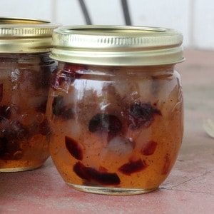 Easy recipe for canning cranberry pear jam. One of my favorite fall canning recipes!