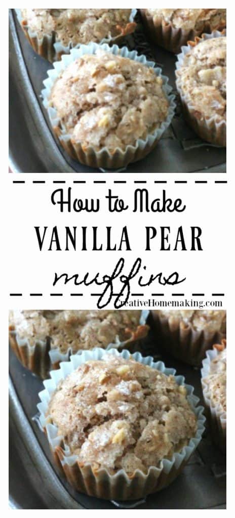 Easy recipe for vanilla pear muffins. One of my favorite fall baking recipes!