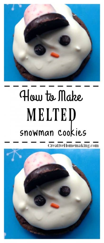 Easy recipe for melted snowman cookies. One of my favorite decorated cookies for the Christmas holiday season. Fun for Christmas cookie exchanges!