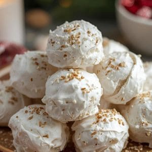 Homemade divinity candy pieces arranged on a festive holiday platter