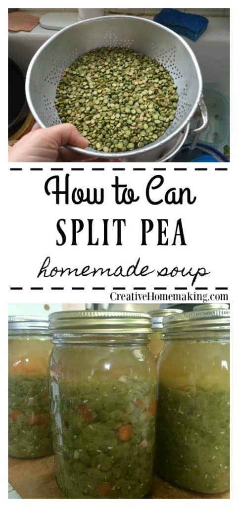 Easy recipe for pressure canning split pea soup. One of my favorite recipes for canning soup.