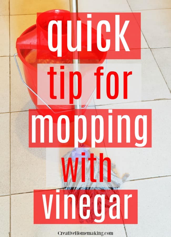 My favorite tip for cleaning kitchen floors by mopping with vinegar. One of my favorite kitchen floor cleaning hacks!