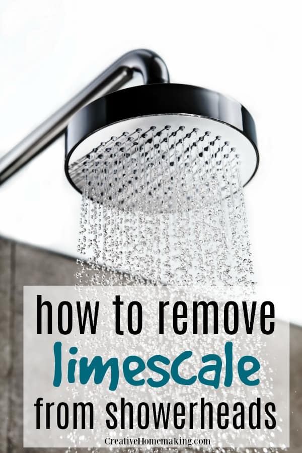Easy tips for removing limescale or hard water from bathroom shower head. One of my favorite bathroom cleaning hacks!