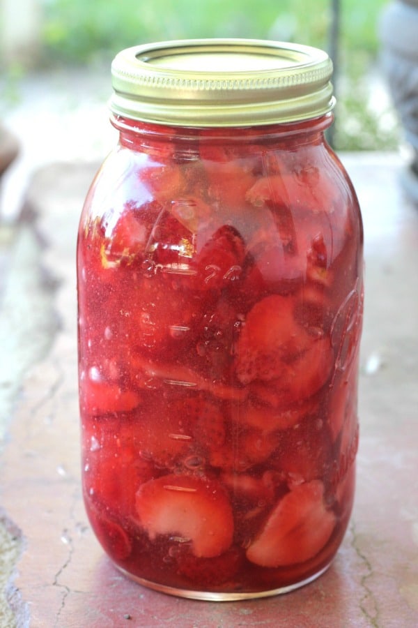 Easy recipe for canning strawberry pie filling.