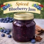 Make rich homemade blueberry jam with warm cinnamon and spice flavors. This easy canning recipe is perfect for toast, biscuits, pancakes, and holiday gift giving. A delicious twist on classic blueberry jam.