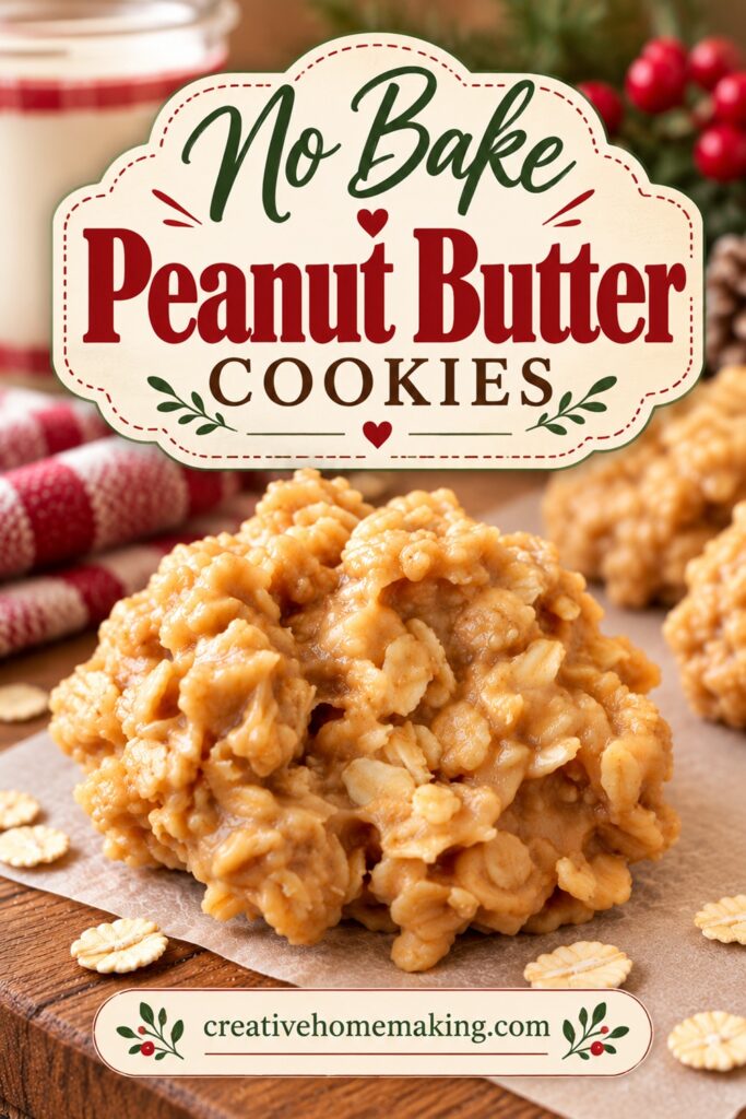 Looking for an easy Christmas cookie recipe? These no-bake peanut butter oatmeal cookies are sweet, chewy, and full of peanut butter flavor. They're a wonderful treat to make for holiday gatherings, Christmas cookie exchanges, or a cozy afternoon at home. Save this simple no-bake cookie recipe for your holiday baking list!