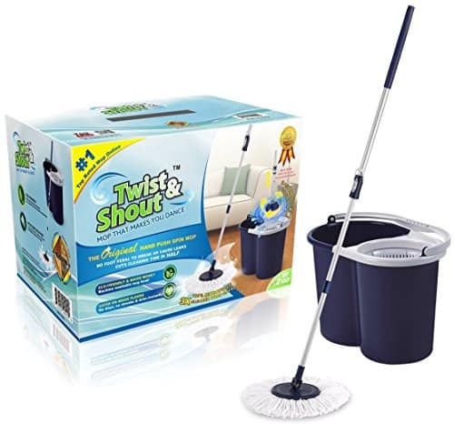 Twist and Shout Mop - 2019 Edition - Award-Winning Original Hand Push Spin Mop - Life Time Warranty (2 Microfiber Mopheads Included)