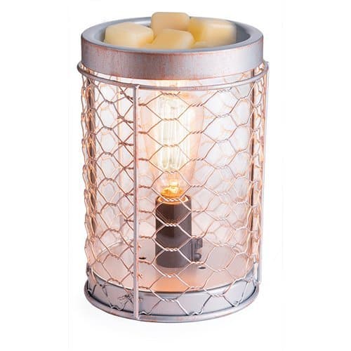 CANDLE WARMERS ETC. Edison Style Illumination Fragrance Warmer- Light-Up Warmer for Warming Scented Candle Wax Melts and Tarts or Essential Oils to Freshen Room, Chicken Wire