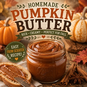 Make this rich and creamy homemade pumpkin butter for the perfect taste of fall! It's delicious spread on toast, biscuits, pancakes, waffles, oatmeal, and muffins. A cozy fall recipe that's perfect for from scratch living and homemade pantry days.