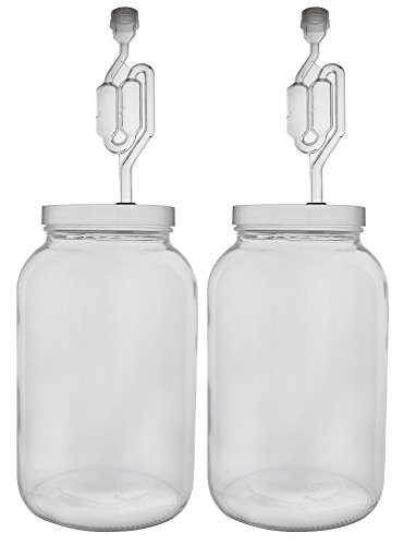Home Brew Ohio One gallon Wide Mouth Jar with Drilled Lid & Twin Bubble Airlock-Set of 2