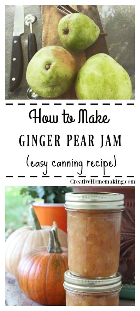 Easy recipe for canning ginger pear jam. One of my favorite easy homemade jam recipes!