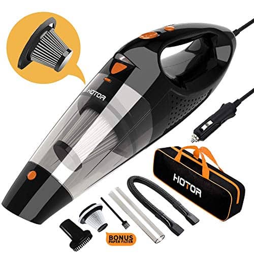Car Vacuum, HOTOR Corded Car Vacuum Cleaner High Power for Quick Car Cleaning, DC 12V Portable Auto Vacuum Cleaner for Car Use Only - Orange