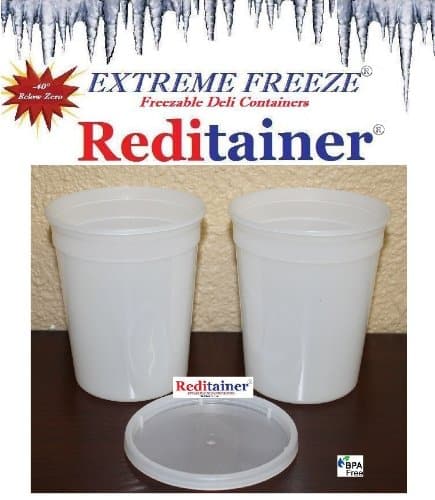 Extreme Freeze Reditainer 32 oz. Freezeable Deli Food Containers w/ Lids - Pack of 24 - Food Storage
